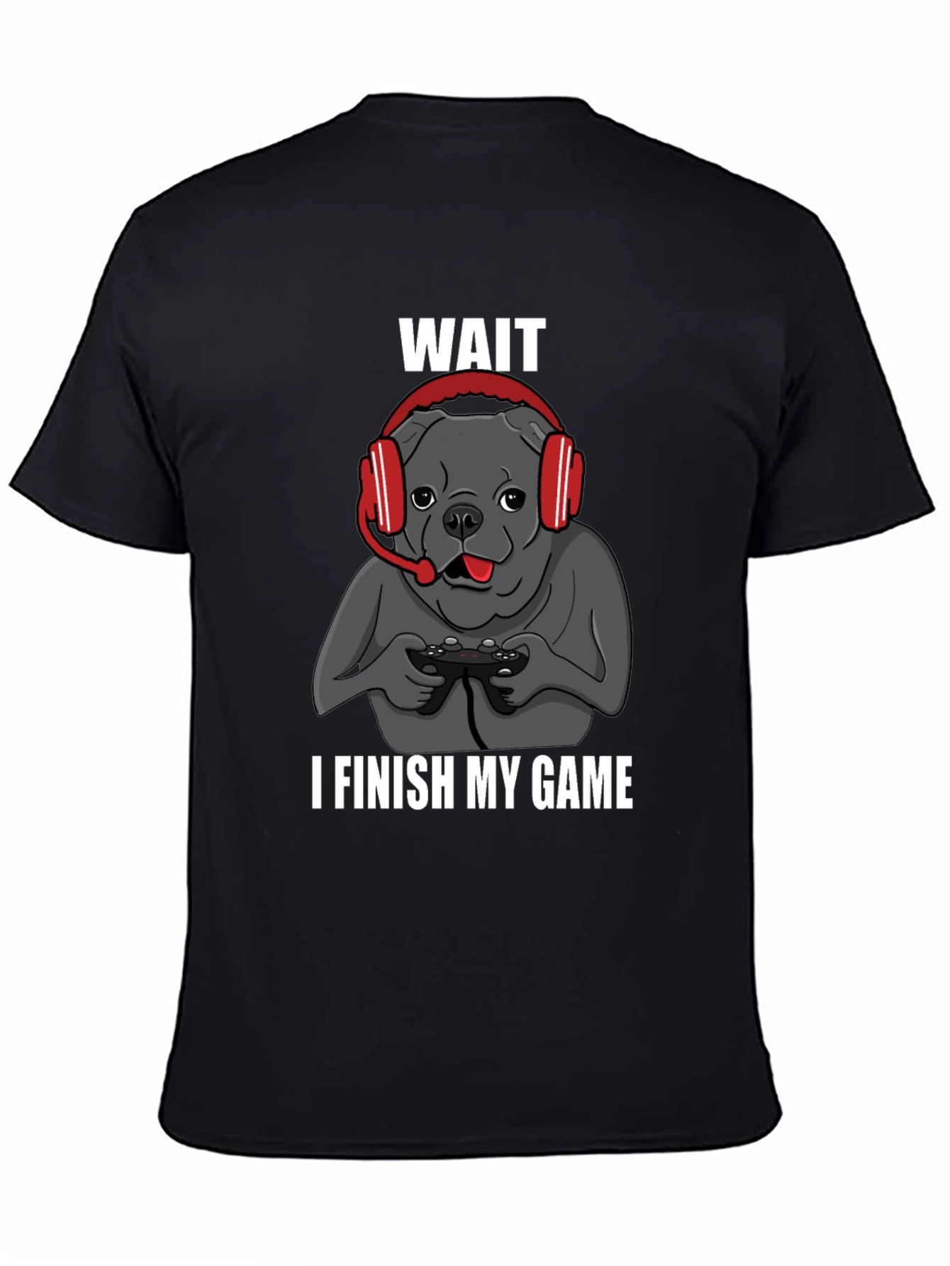 Gamer Bulldog Graphic Tee - Wait I Finish My Game!