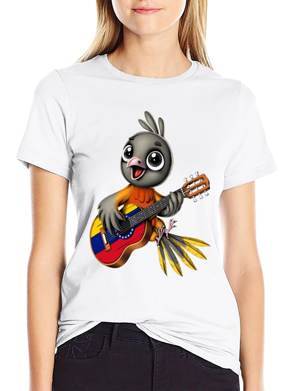 Bird Guitar T-Shirt - Venezuela Flag Design
