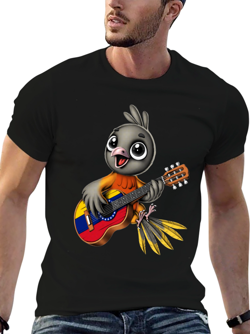 Bird Guitar T-Shirt - Venezuela Flag Design