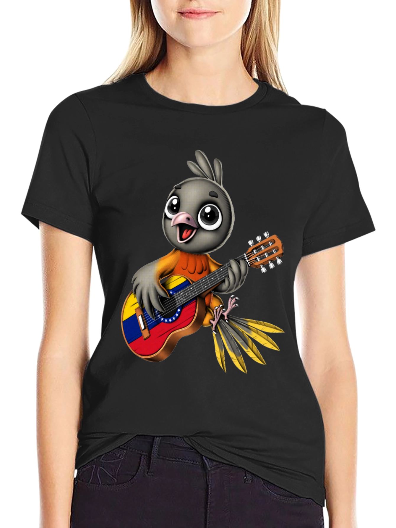 Bird Guitar T-Shirt - Venezuela Flag Design