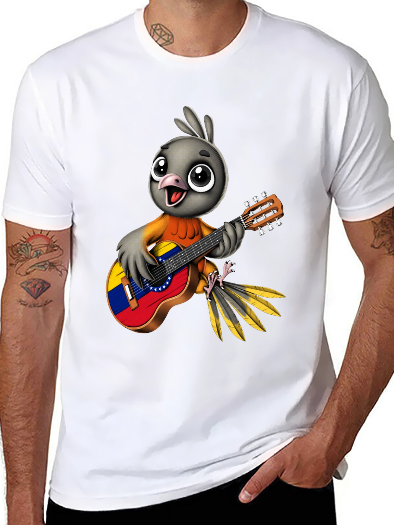 Bird Guitar T-Shirt - Venezuela Flag Design