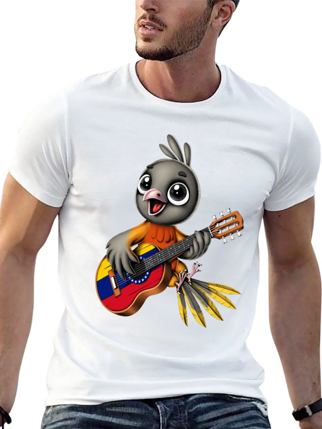 Bird Guitar T-Shirt - Venezuela Flag Design