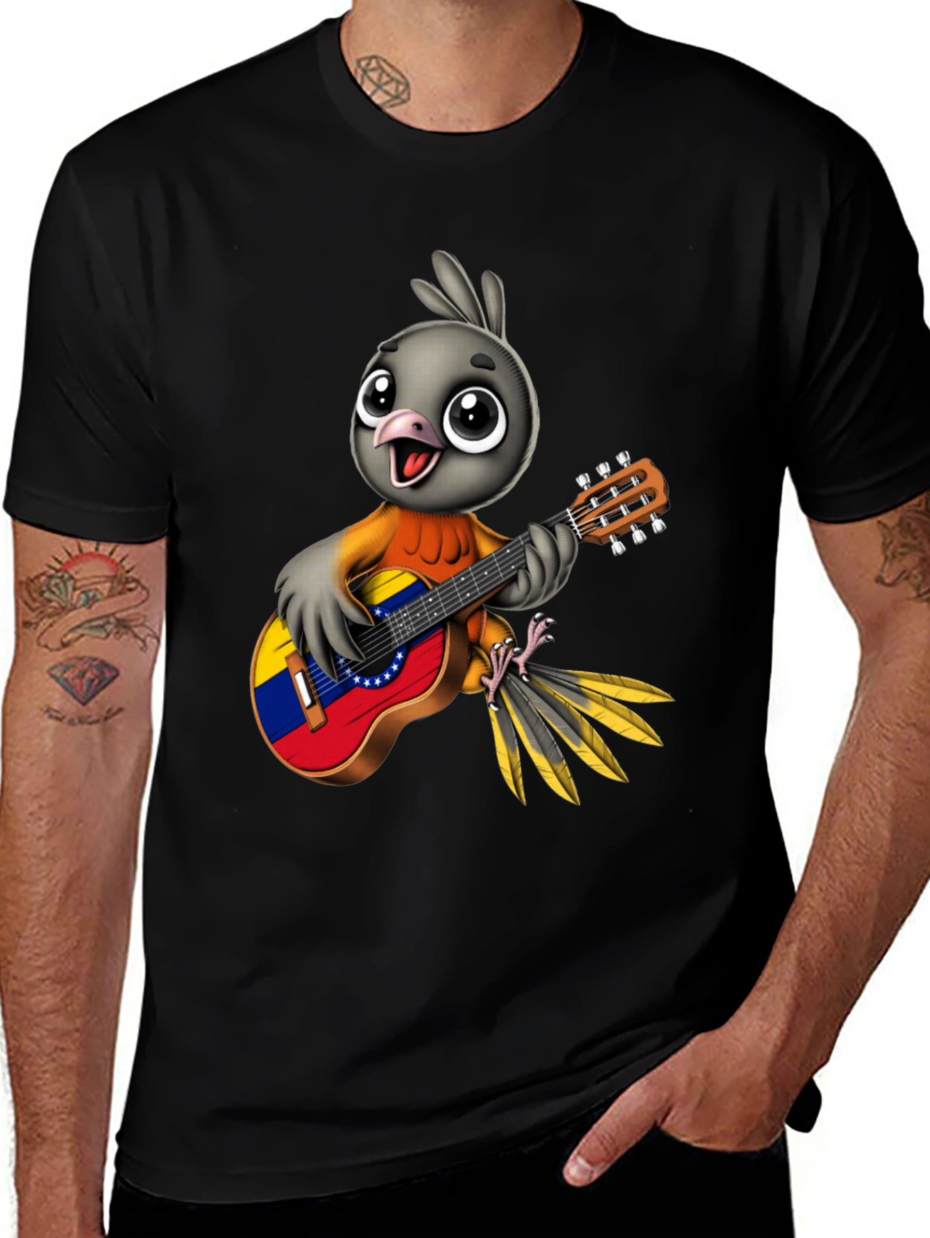 Bird Guitar T-Shirt - Venezuela Flag Design