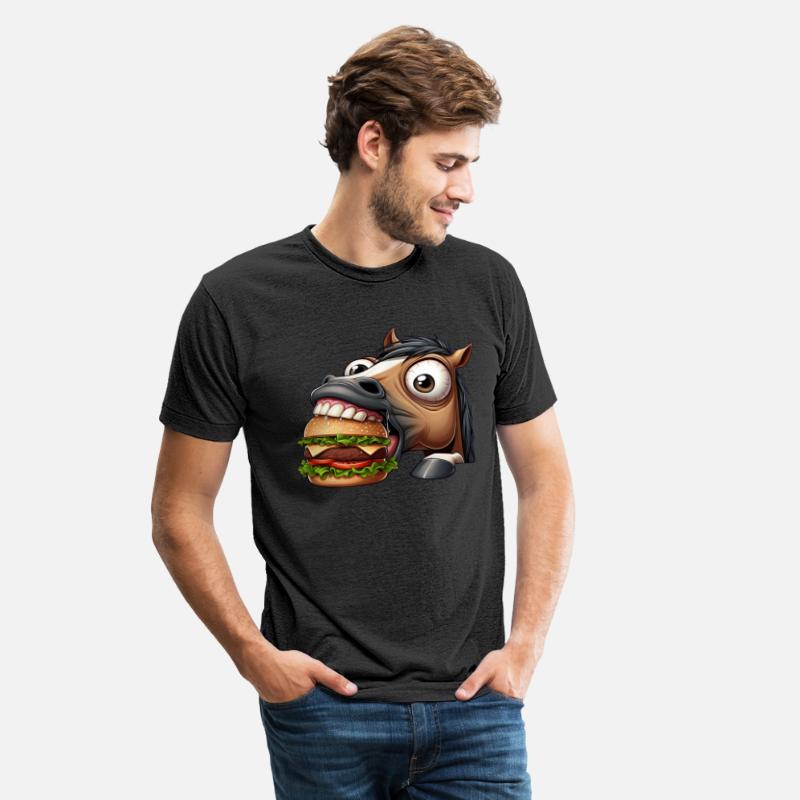 Horse with Hamburger Fast Food Funny