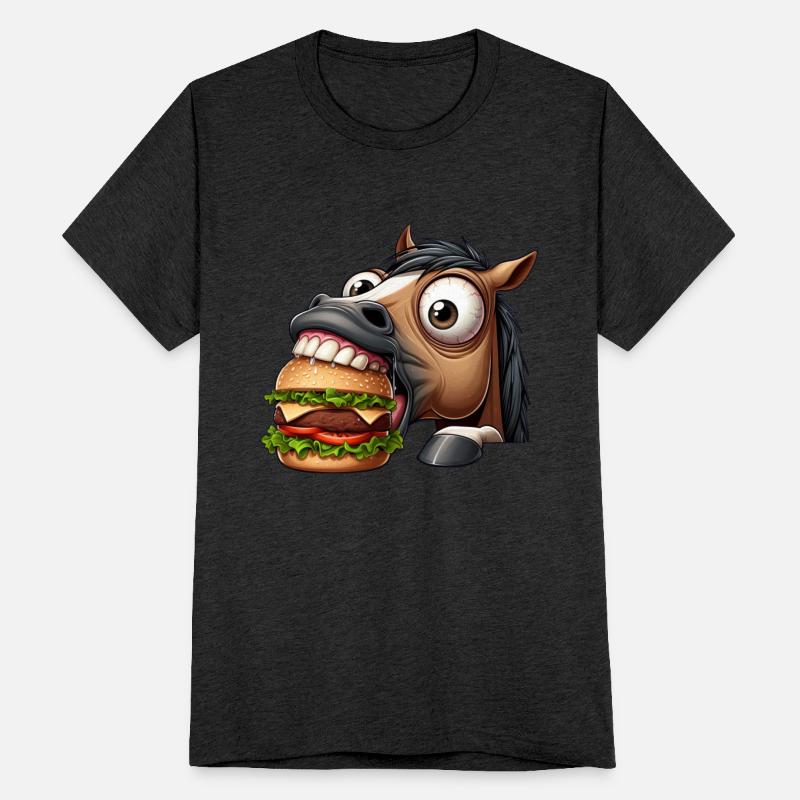 Horse with Hamburger Fast Food Funny