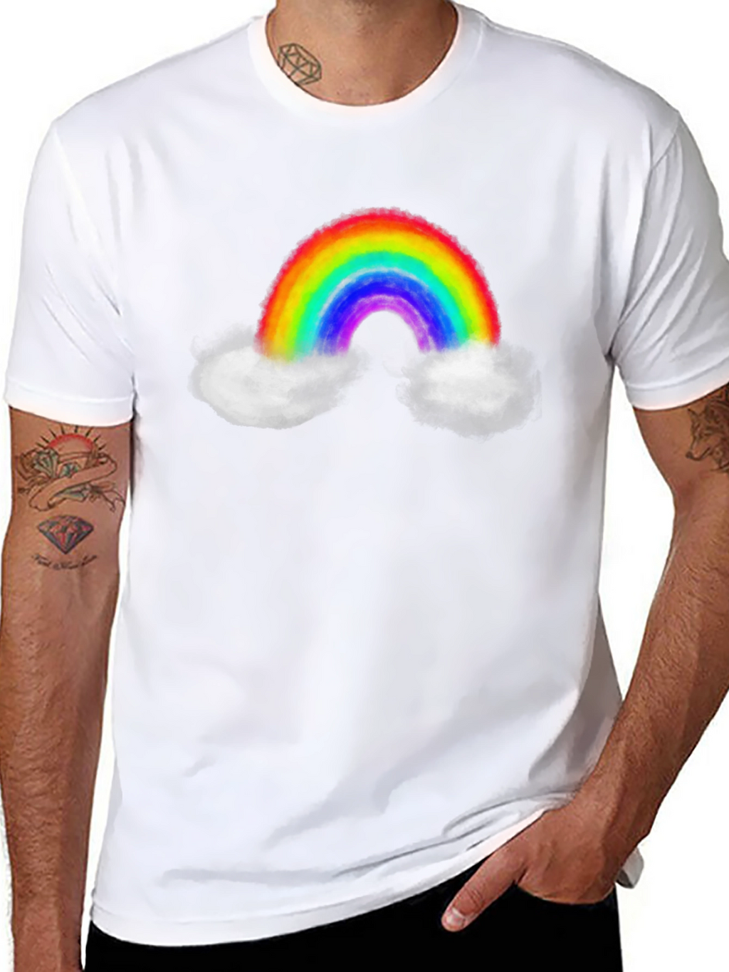 Rainbow Cloud Graphic Tee - Mens Black T-Shirt