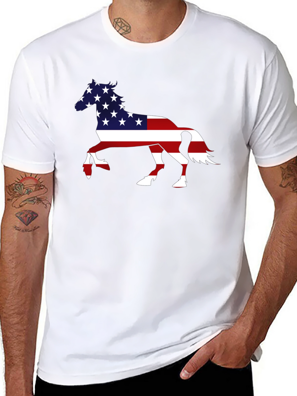 American Flag Horse Graphic T-Shirt
