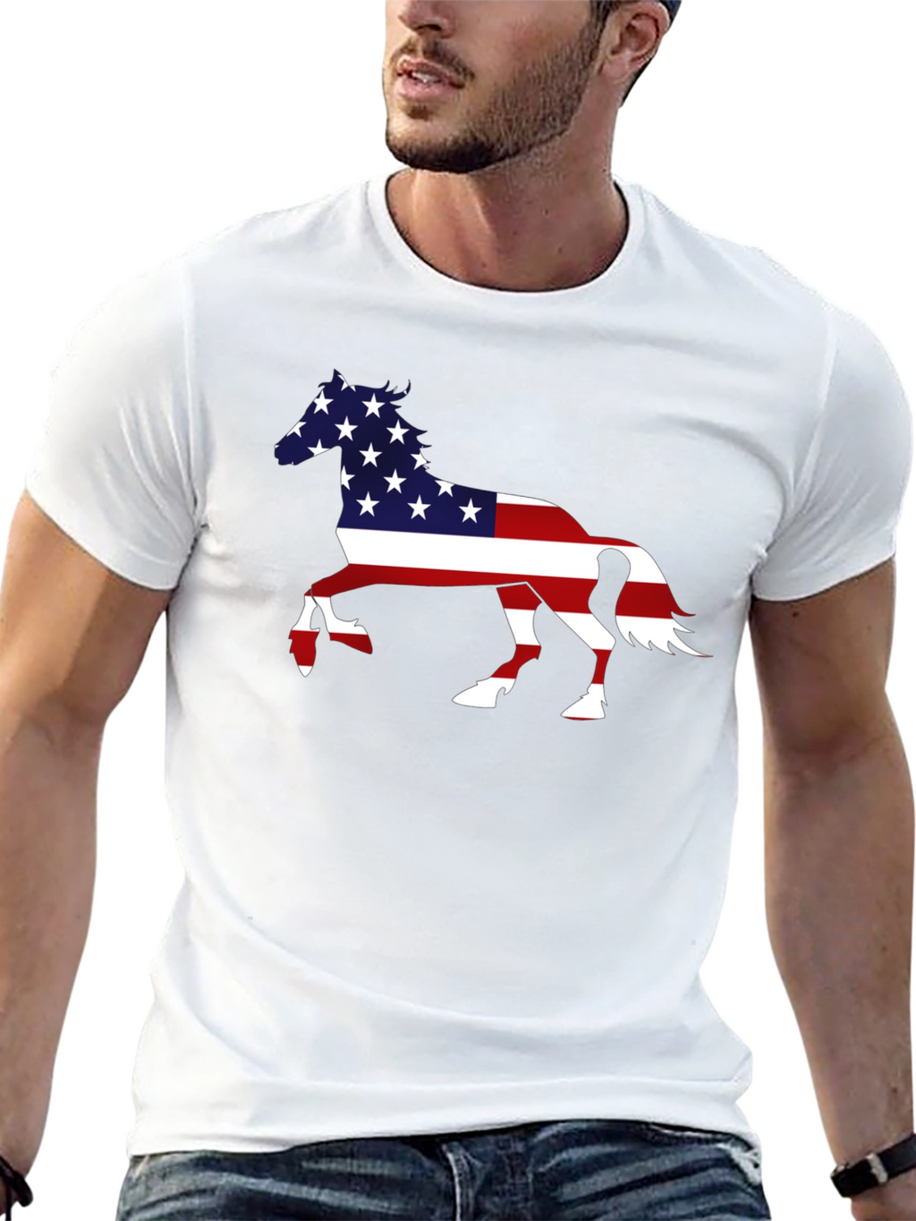 American Flag Horse Graphic T-Shirt