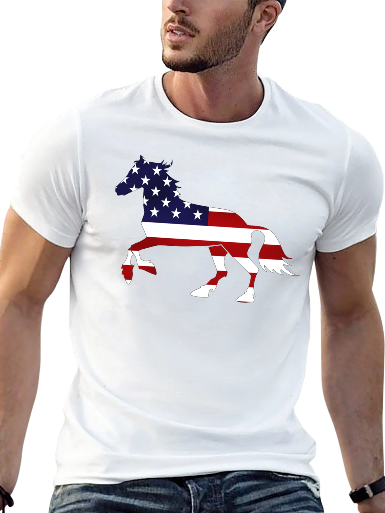 American Flag Horse Graphic T-Shirt