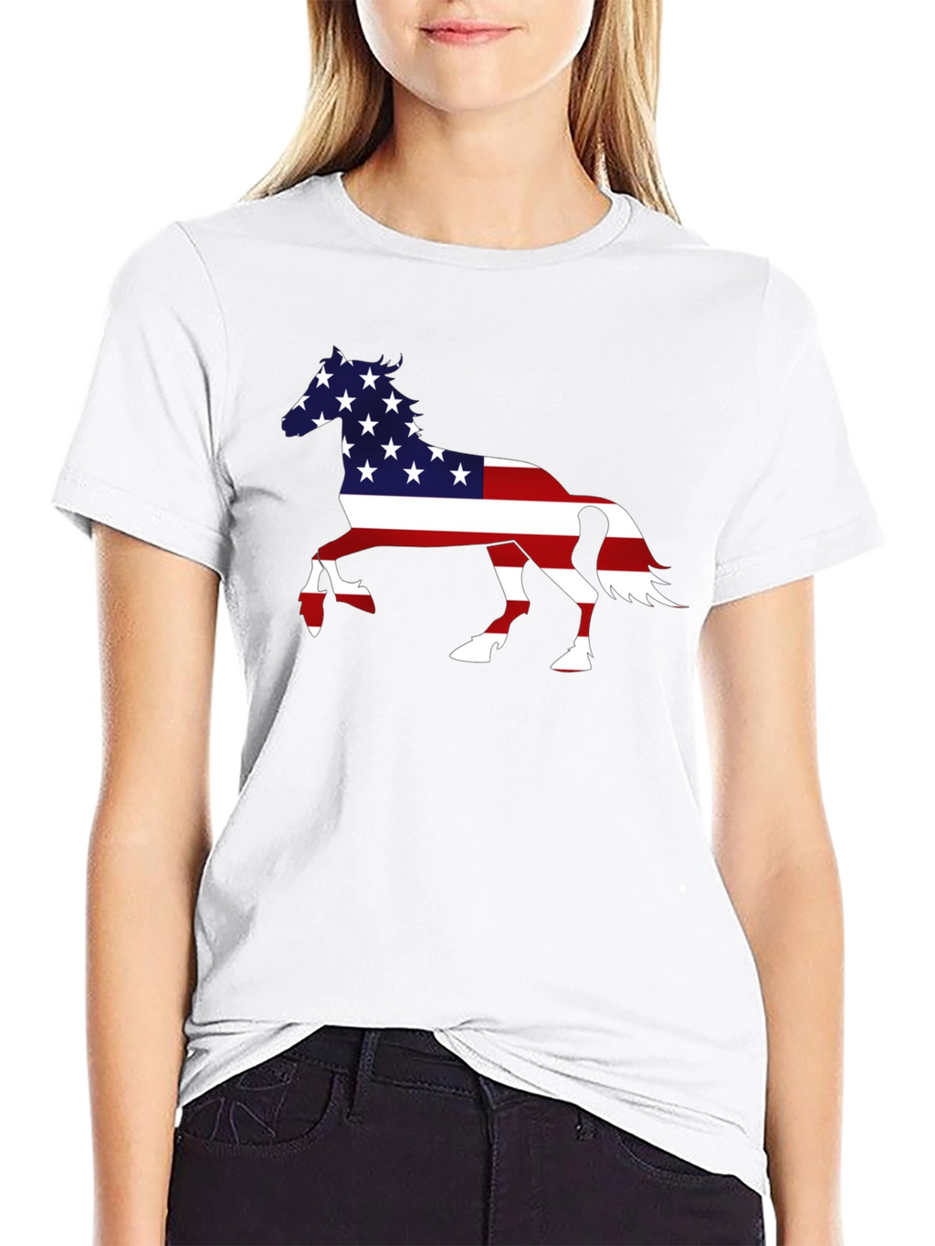 American Flag Horse Graphic T-Shirt