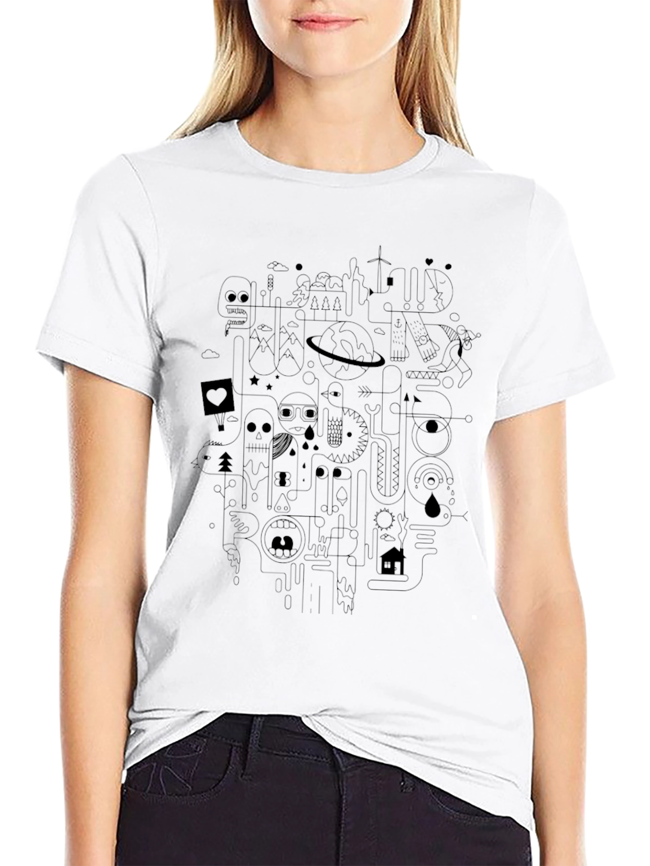 Abstract Graphic Print Crewneck T-Shirt