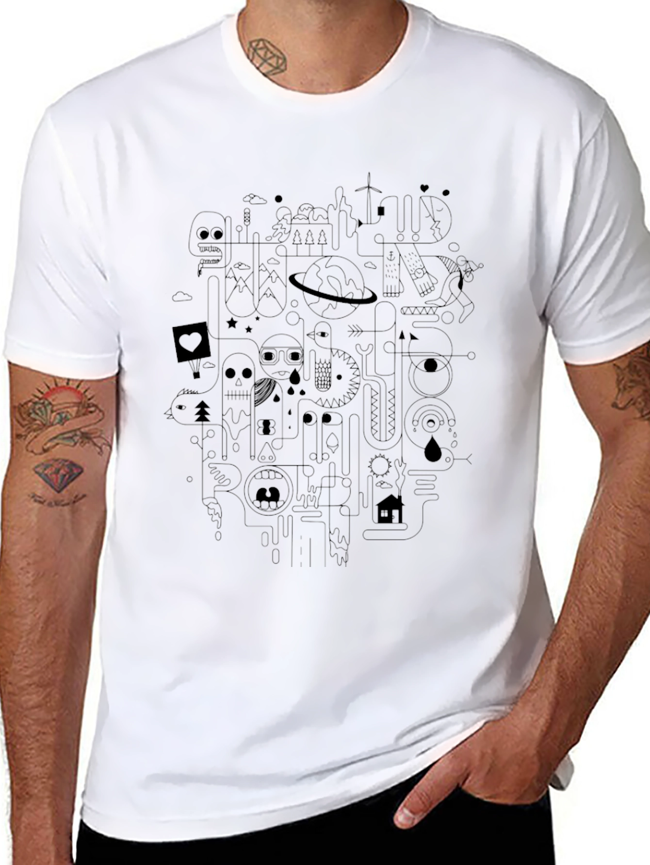 Abstract Graphic Print Crewneck T-Shirt