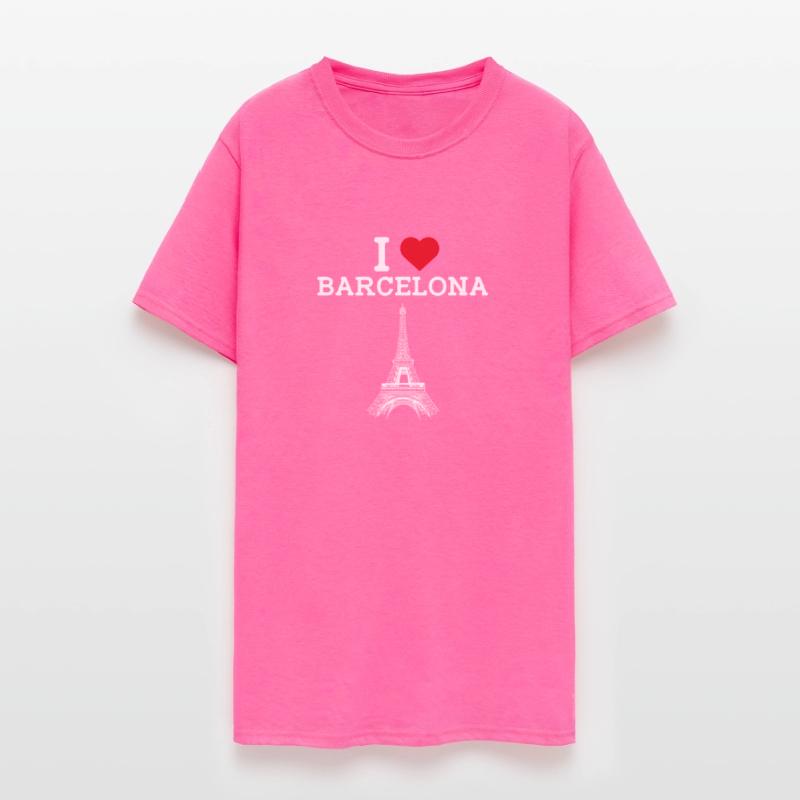 I Love Barcelona Cool Heart Flag Eiffel Tower Pun