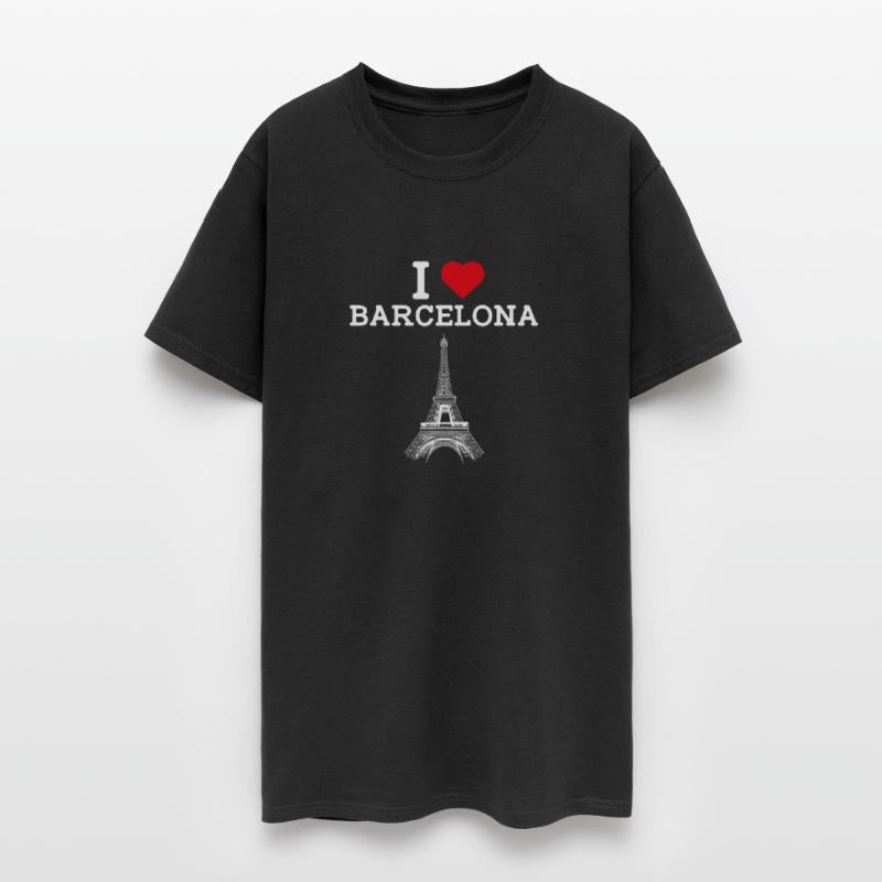 I Love Barcelona Cool Heart Flag Eiffel Tower Pun