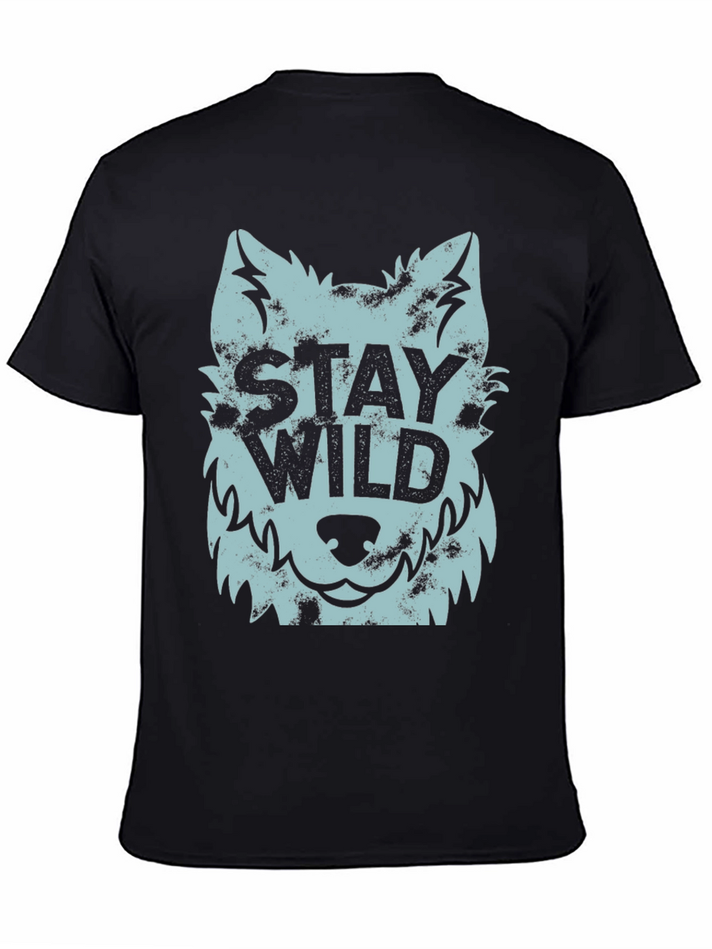 Stay Wild Wolf Graphic Black T-Shirt