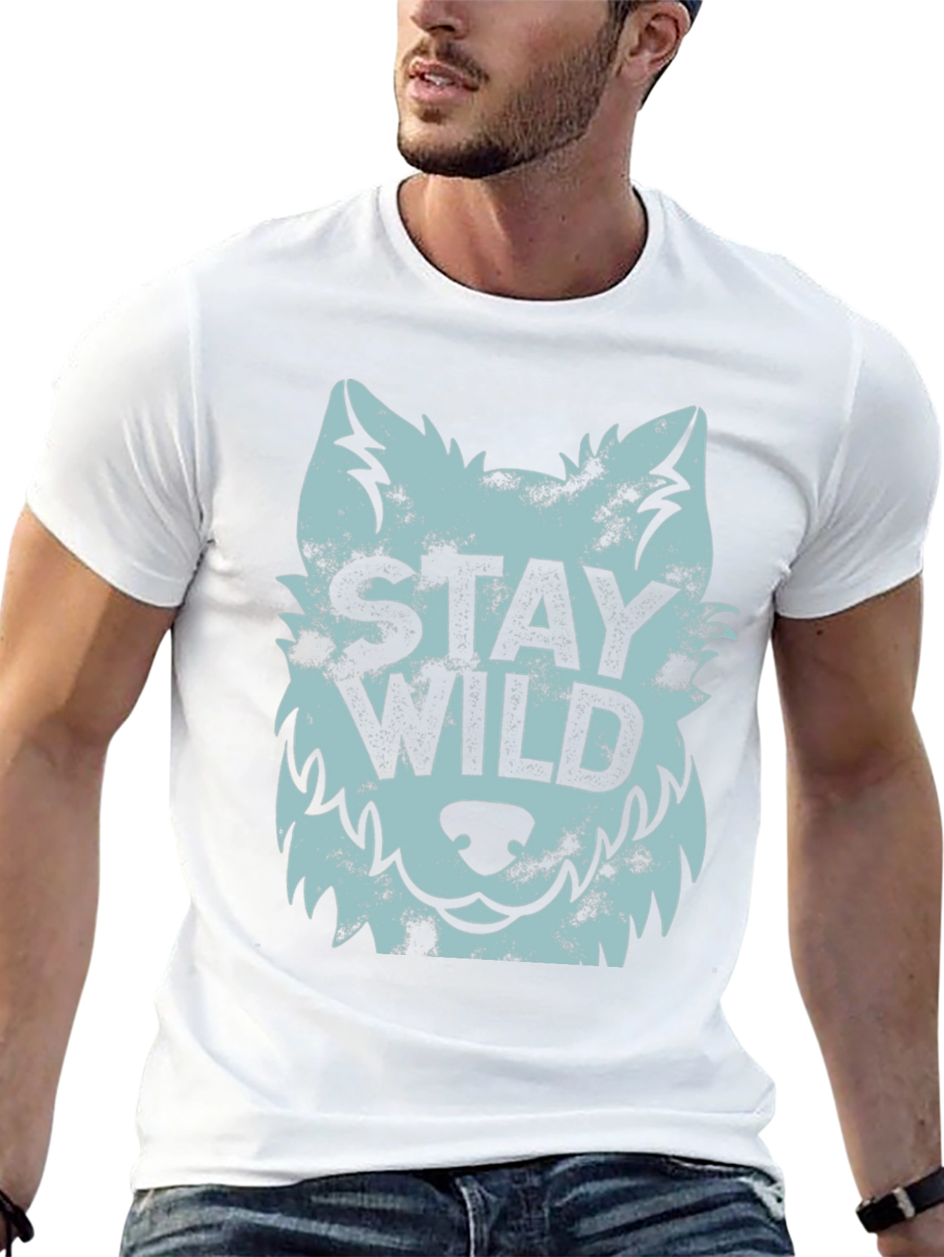 Stay Wild Wolf Graphic Black T-Shirt