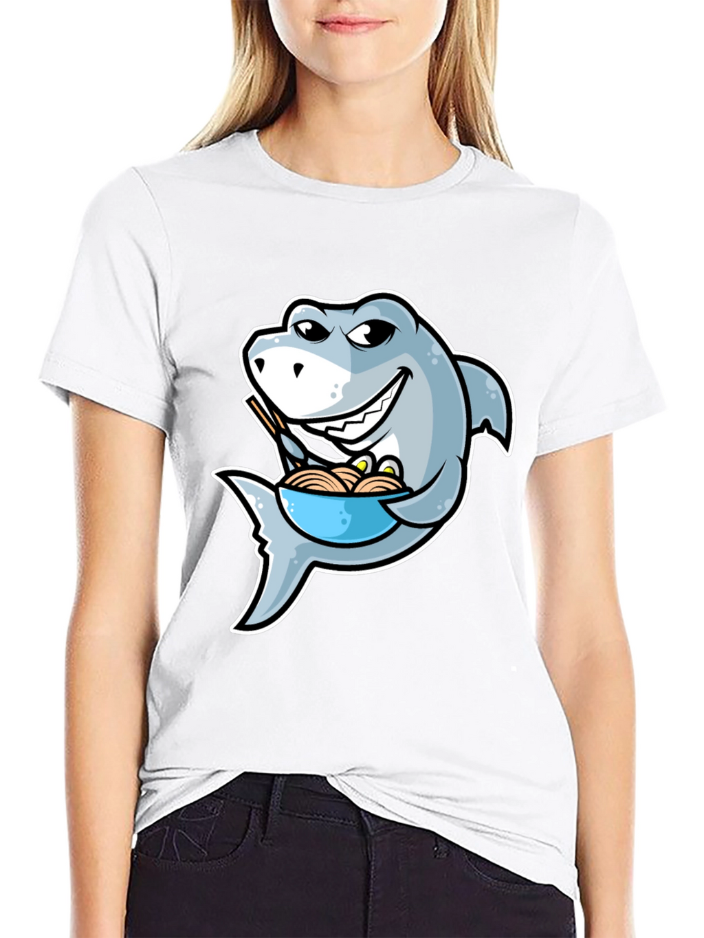 Shark Ramen T-Shirt - Funny Cartoon Graphic Tee