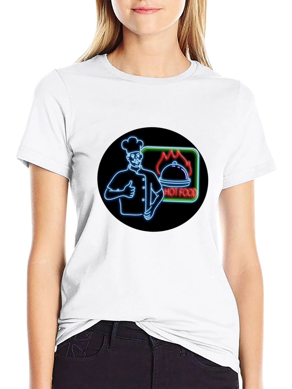 Hot Food Chef Graphic Black T-Shirt