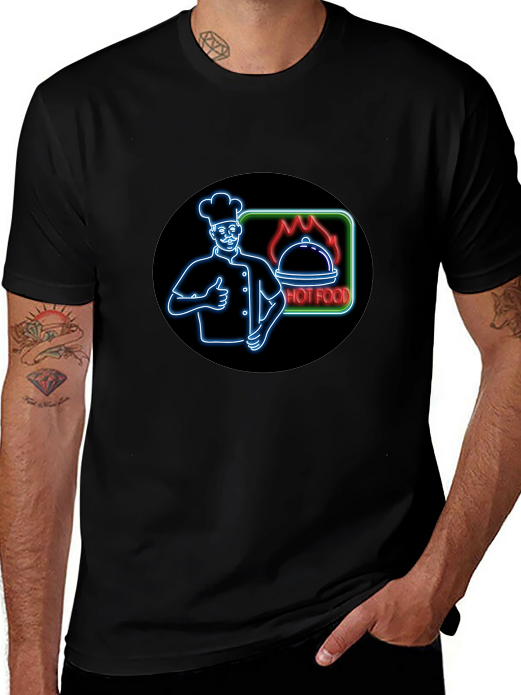Hot Food Chef Graphic Black T-Shirt