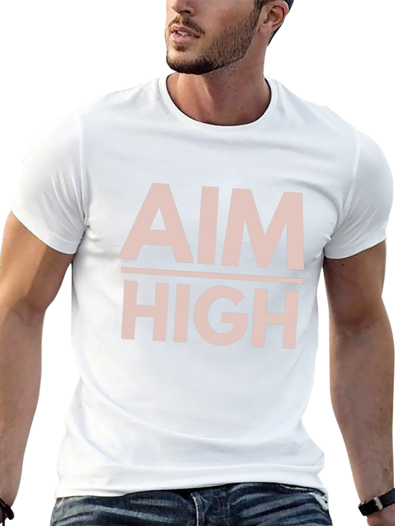 Aim High Graphic Tee - Motivational Black T-Shirt
