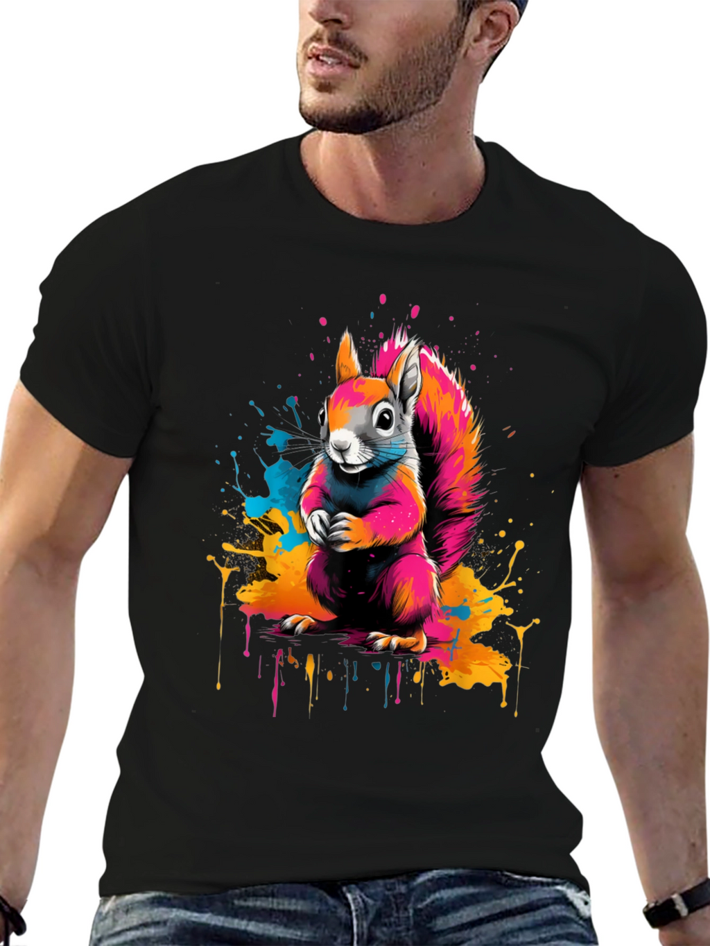 Vibrant Squirrel Graphic Tee - Unique Animal Print