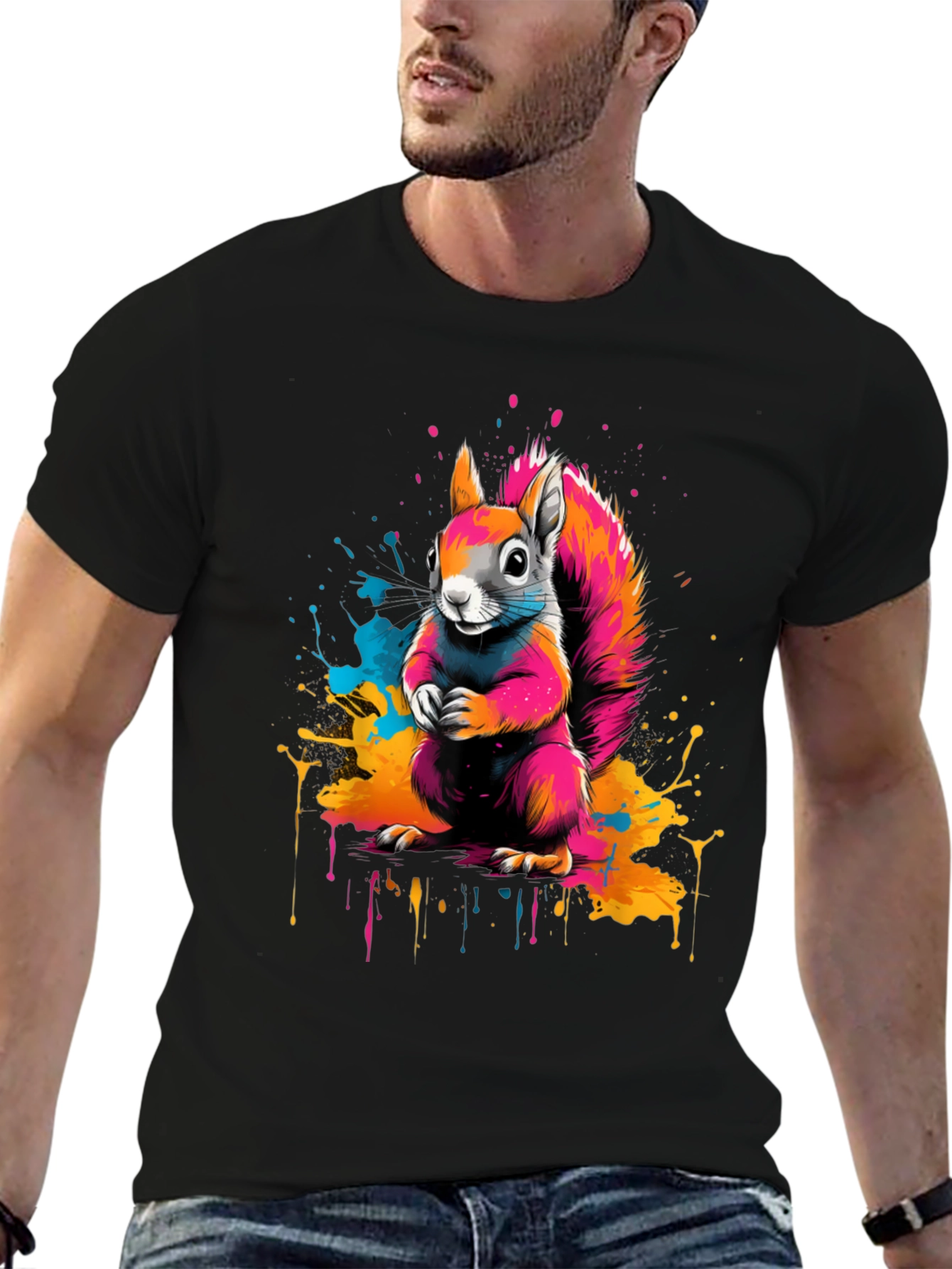 Vibrant Squirrel Graphic Tee - Unique Animal Print
