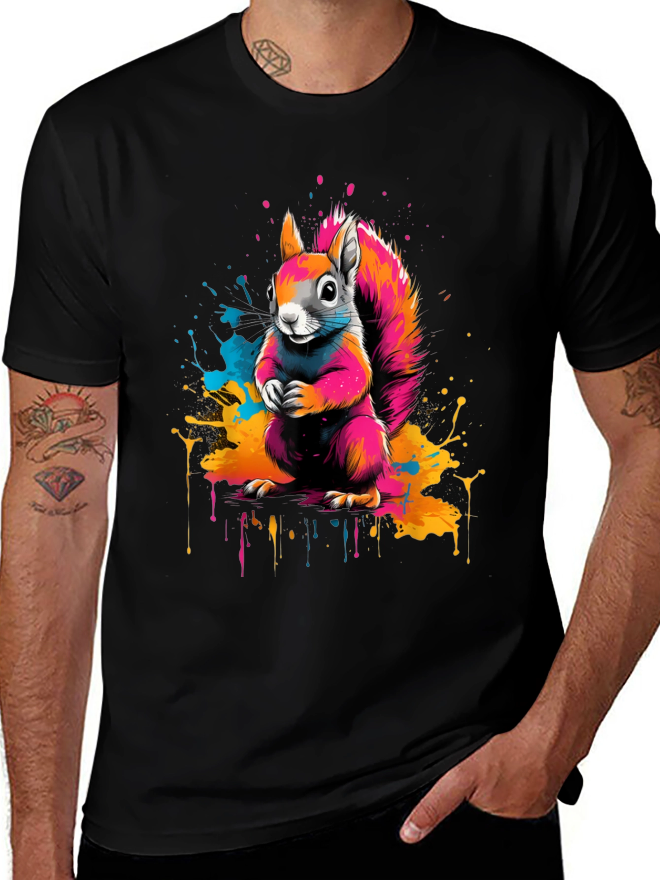 Vibrant Squirrel Graphic Tee - Unique Animal Print