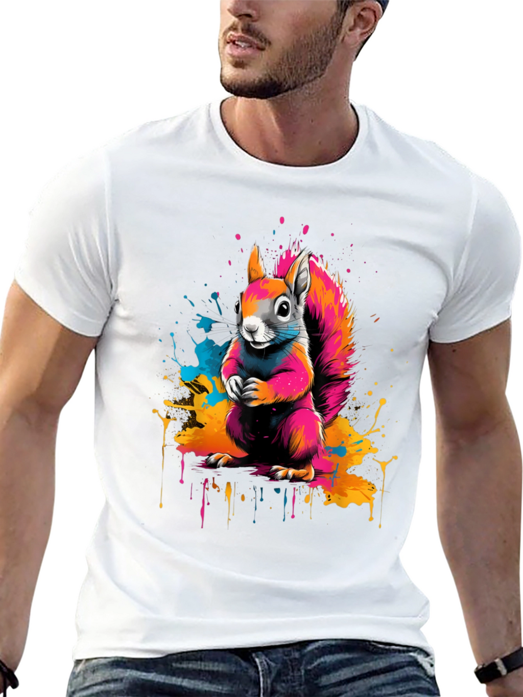 Vibrant Squirrel Graphic Tee - Unique Animal Print