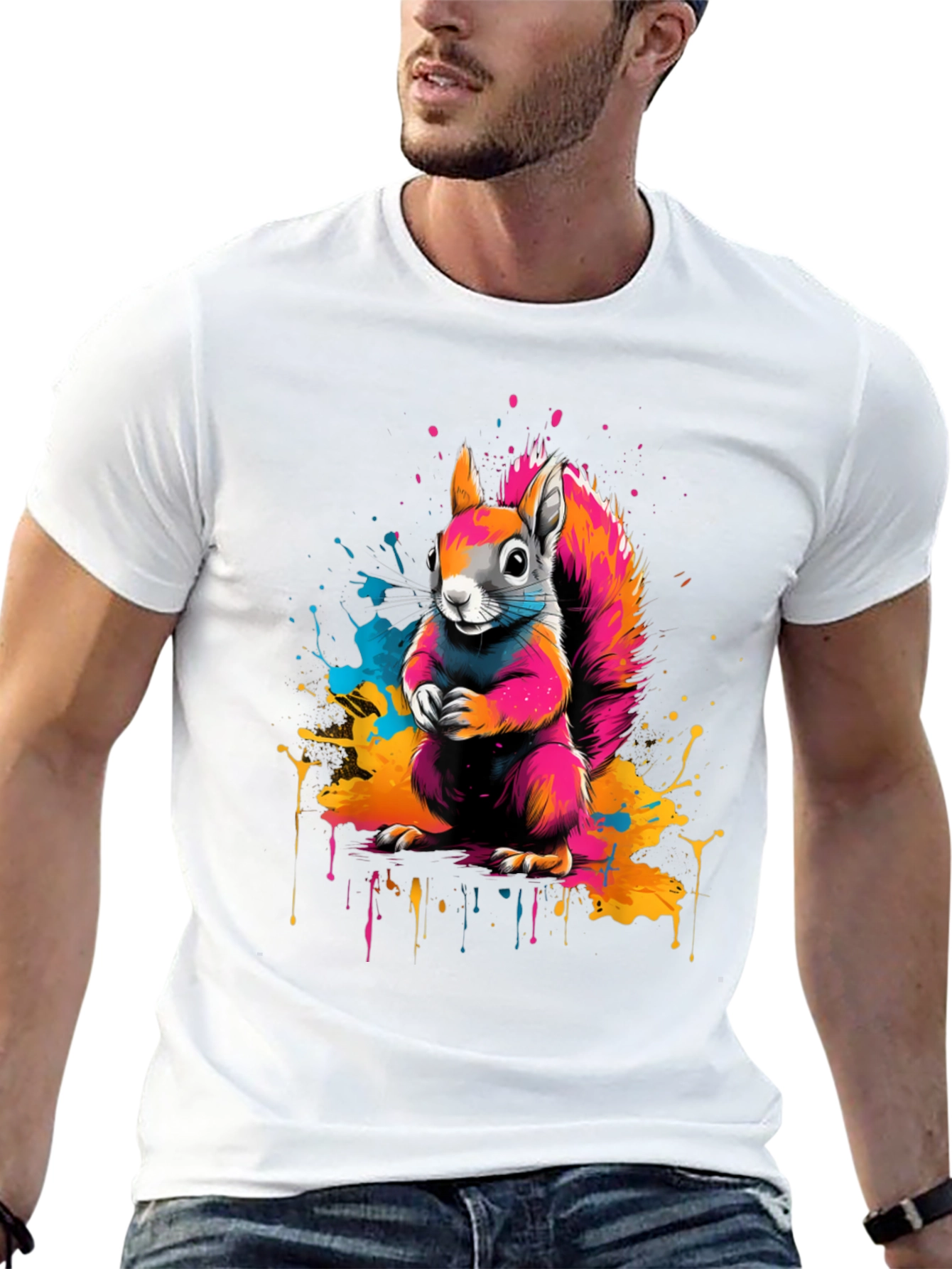 Vibrant Squirrel Graphic Tee - Unique Animal Print