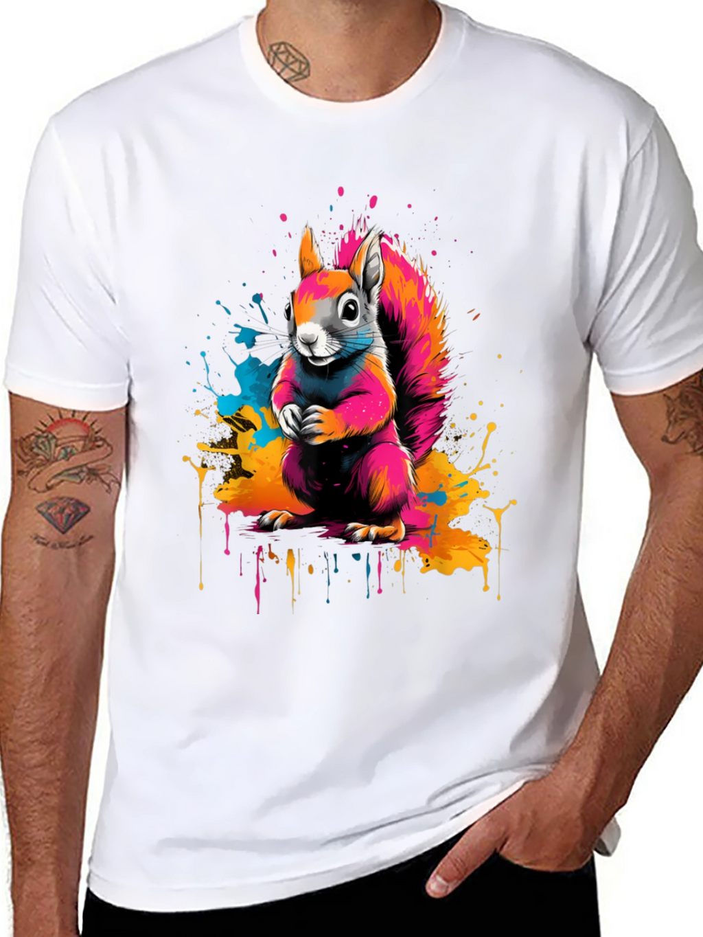 Vibrant Squirrel Graphic Tee - Unique Animal Print