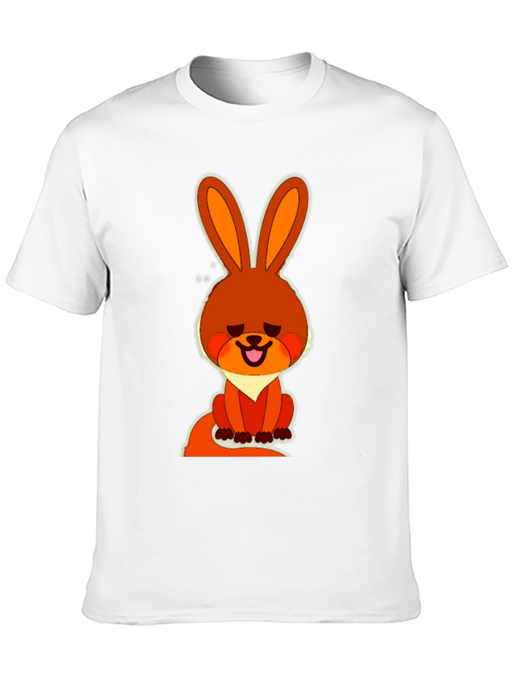 Cute Cartoon Rabbit Graphic Tee - Casual Black T-Shirt