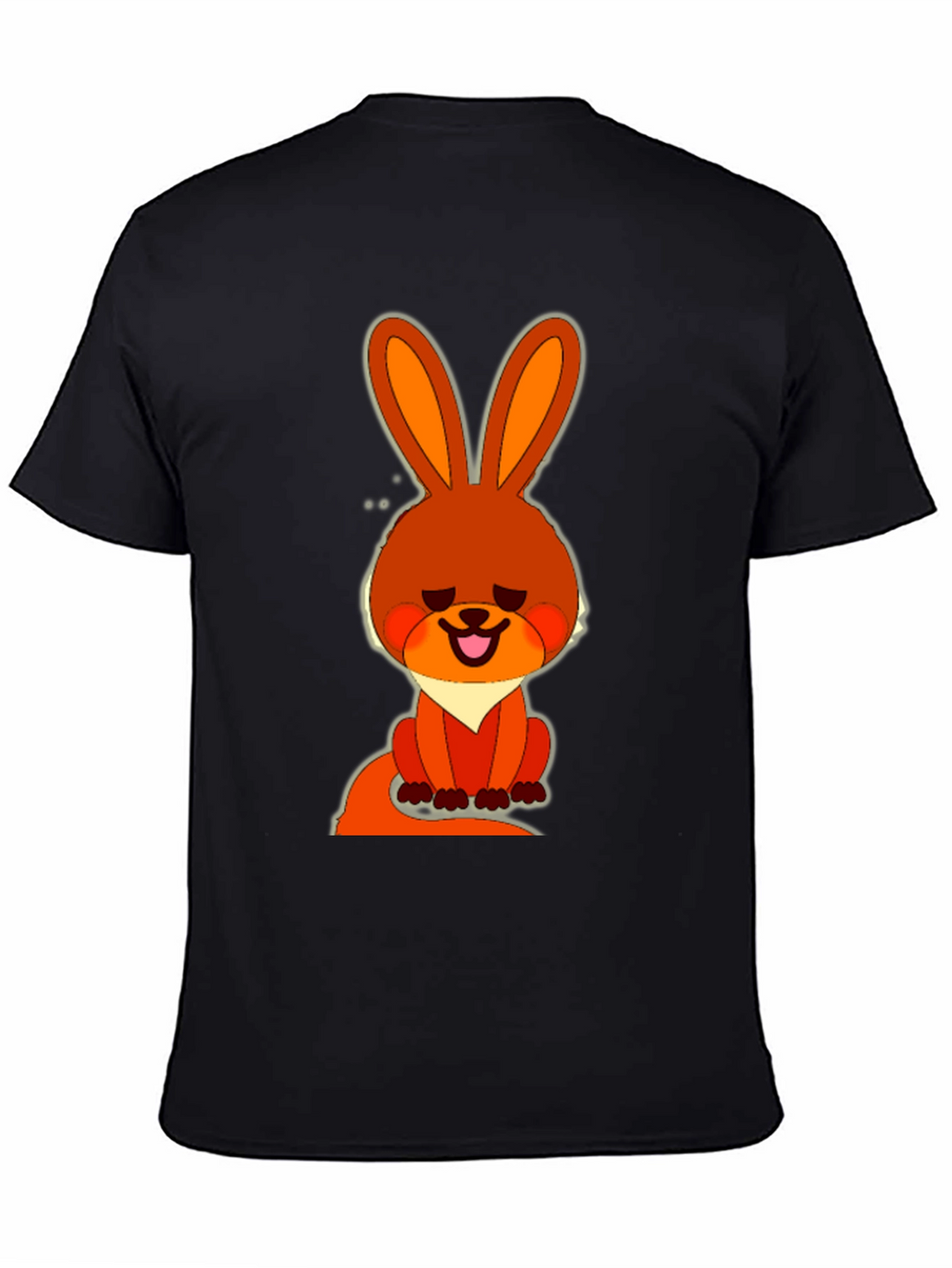 Cute Cartoon Rabbit Graphic Tee - Casual Black T-Shirt