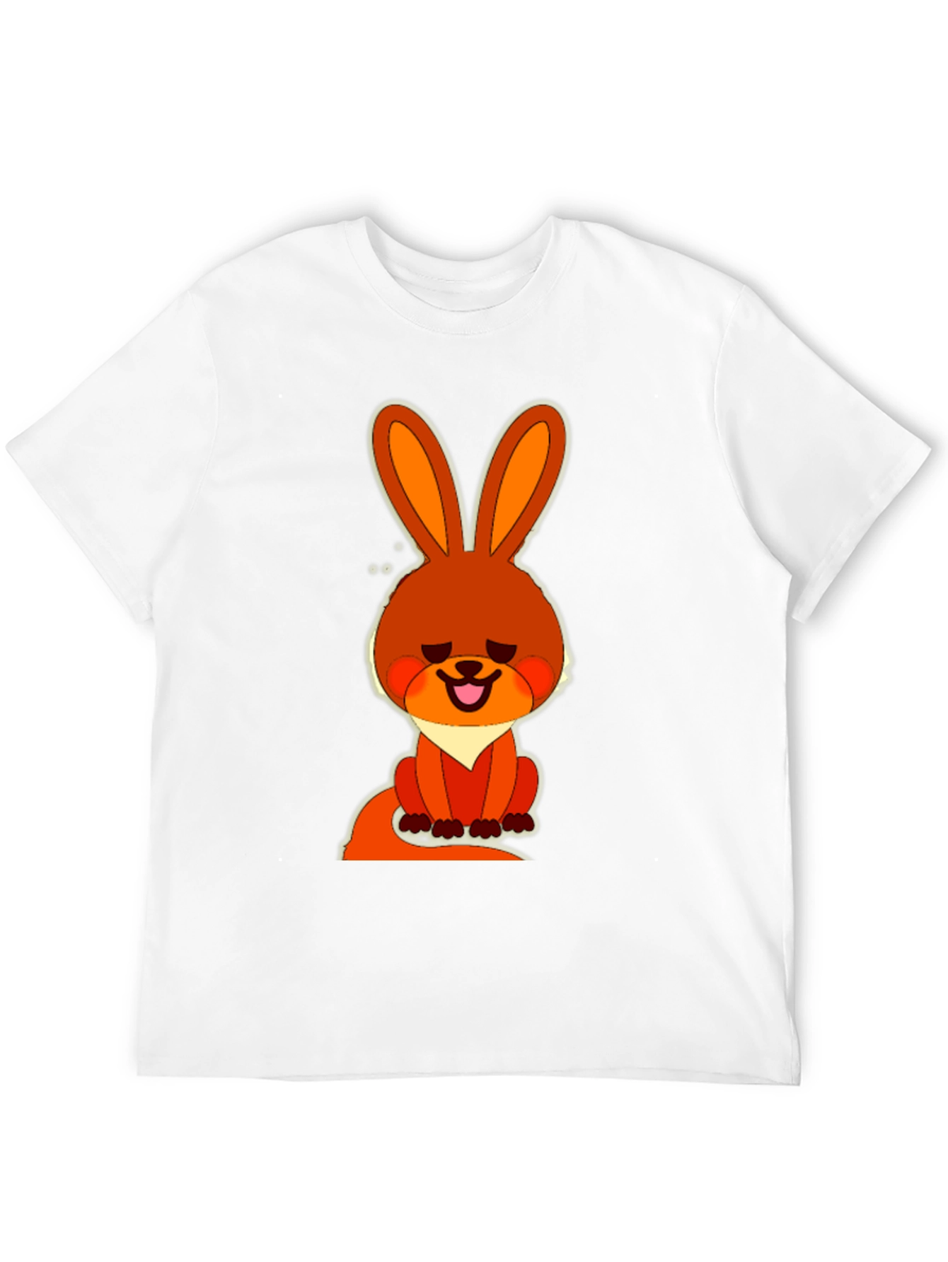 Cute Cartoon Rabbit Graphic Tee - Casual Black T-Shirt