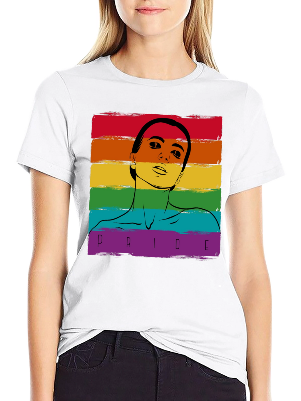 Pride Rainbow Graphic Tee - Black Cotton Blend