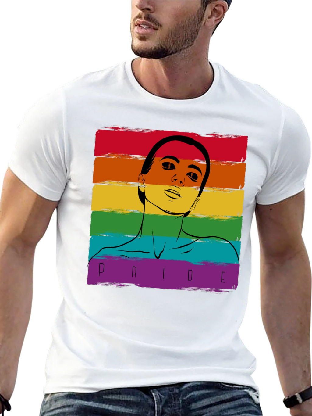 Pride Rainbow Graphic Tee - Black Cotton Blend