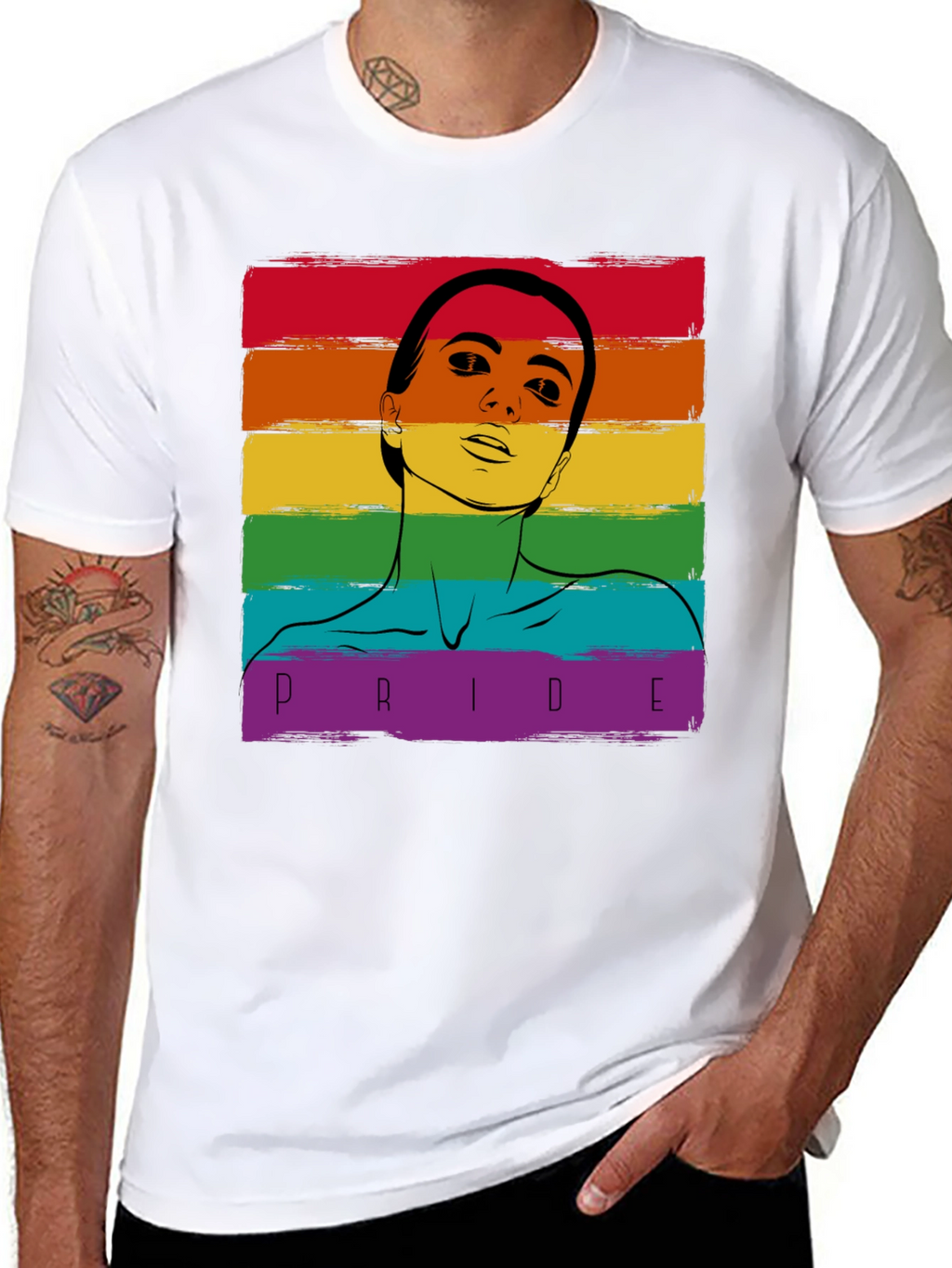 Pride Rainbow Graphic Tee - Black Cotton Blend