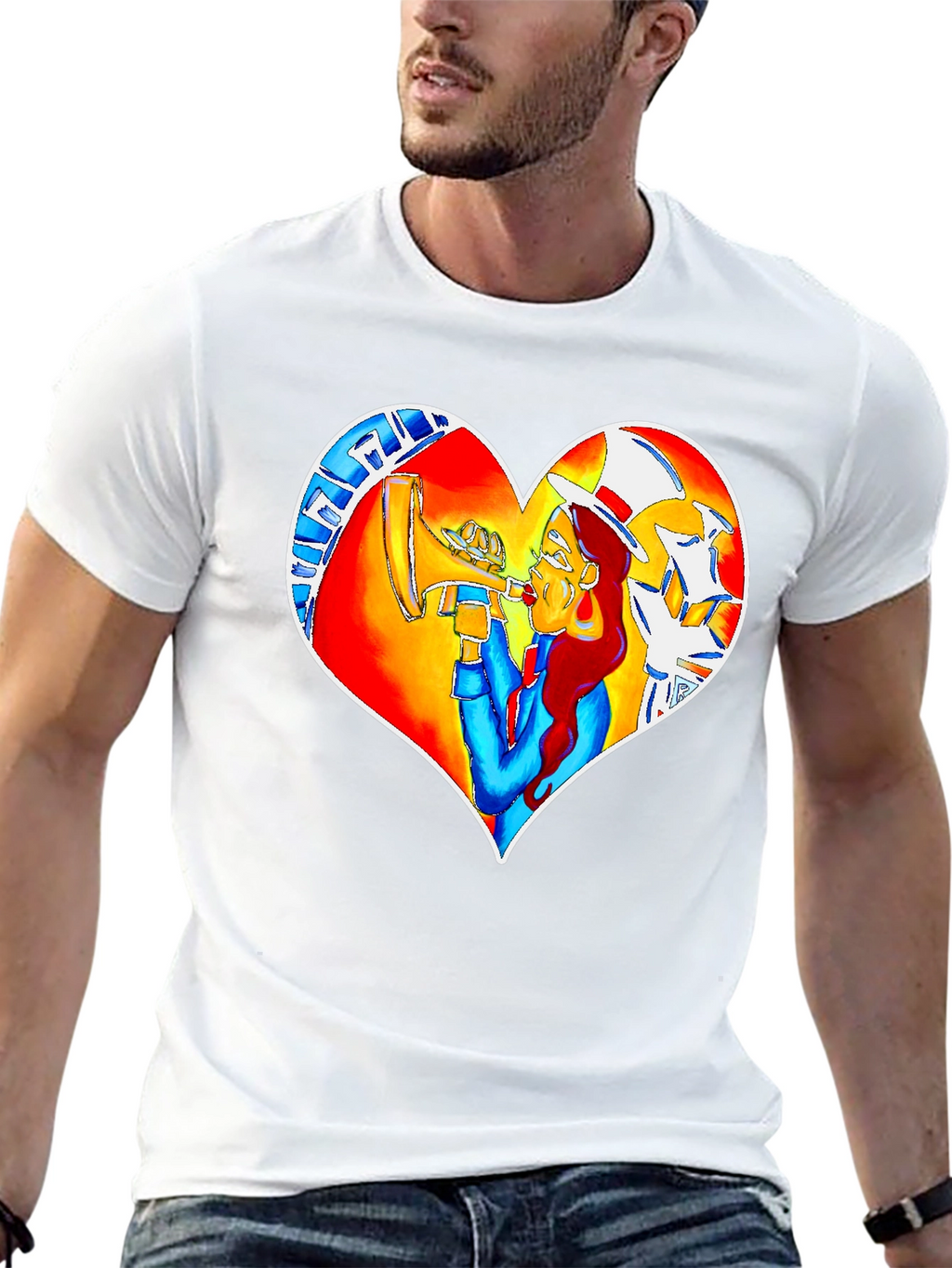 Heart Graphic Black Crew Neck Tee