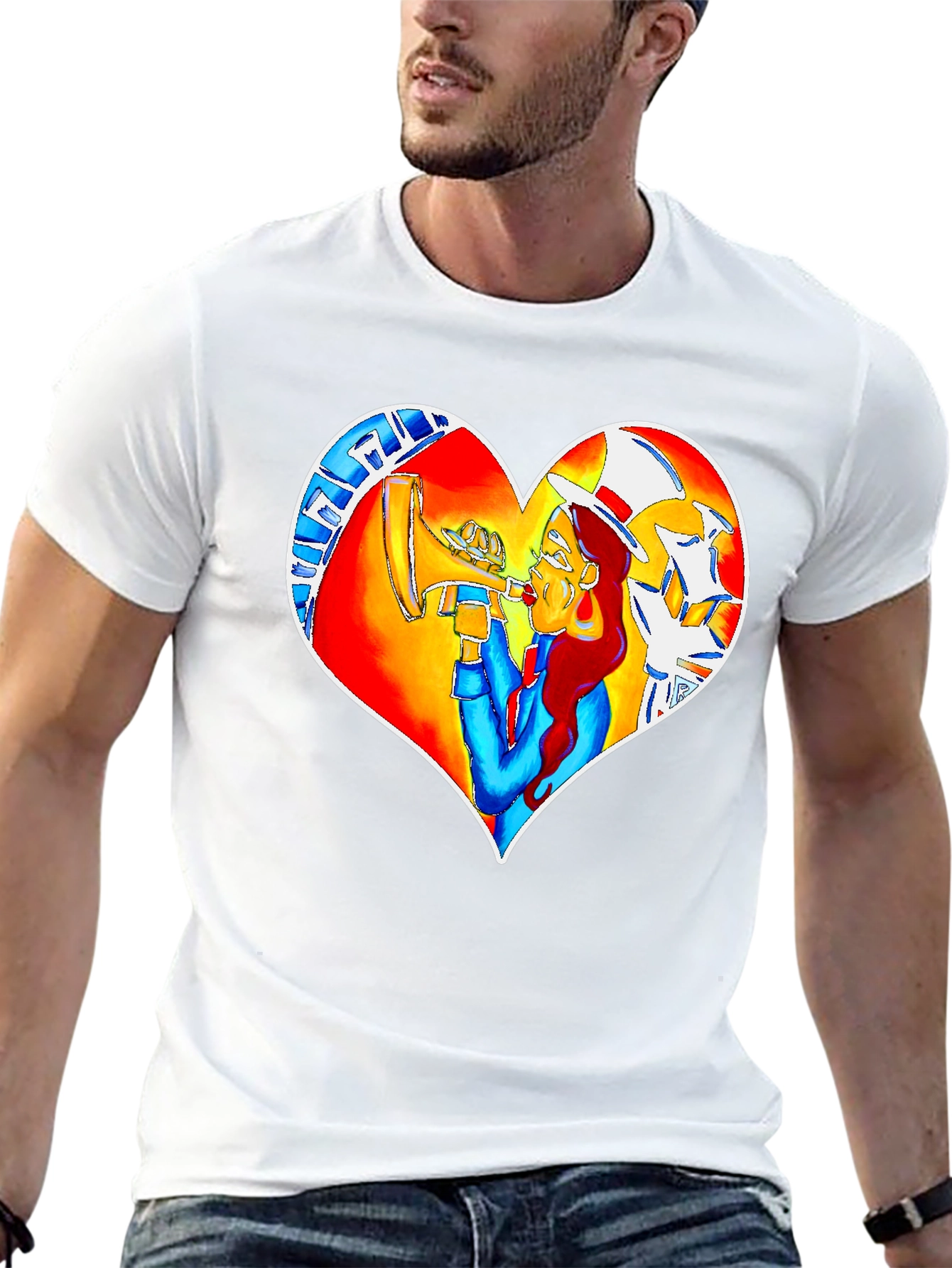 Heart Graphic Black Crew Neck Tee