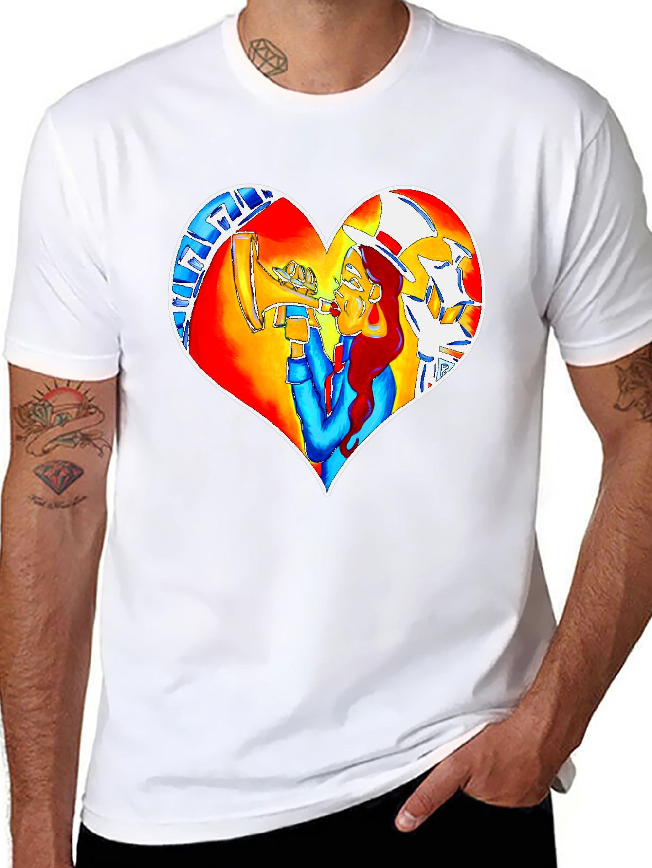 Heart Graphic Black Crew Neck Tee