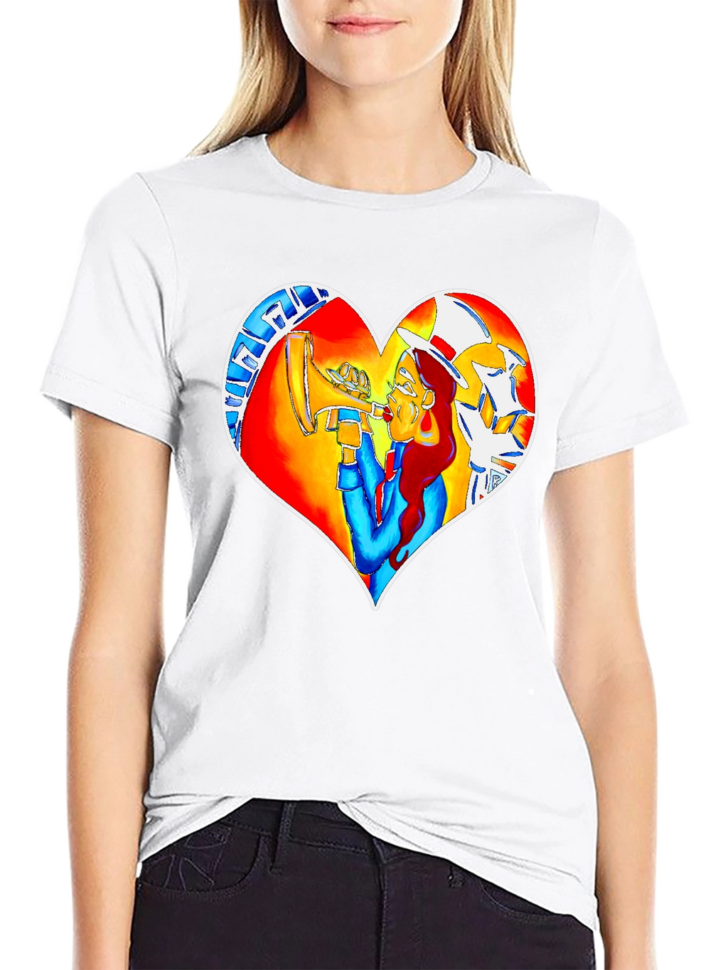 Heart Graphic Black Crew Neck Tee
