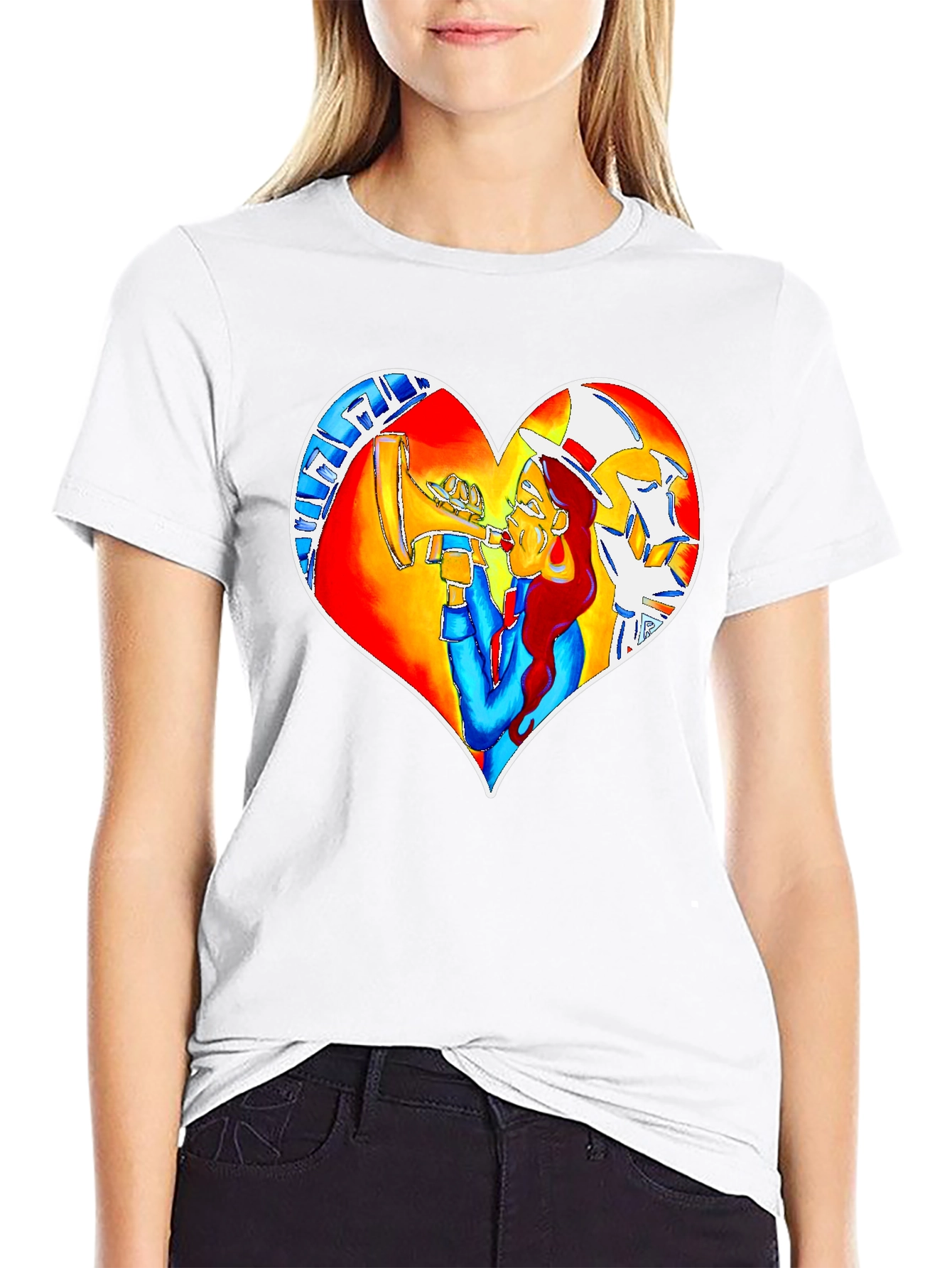 Heart Graphic Black Crew Neck Tee