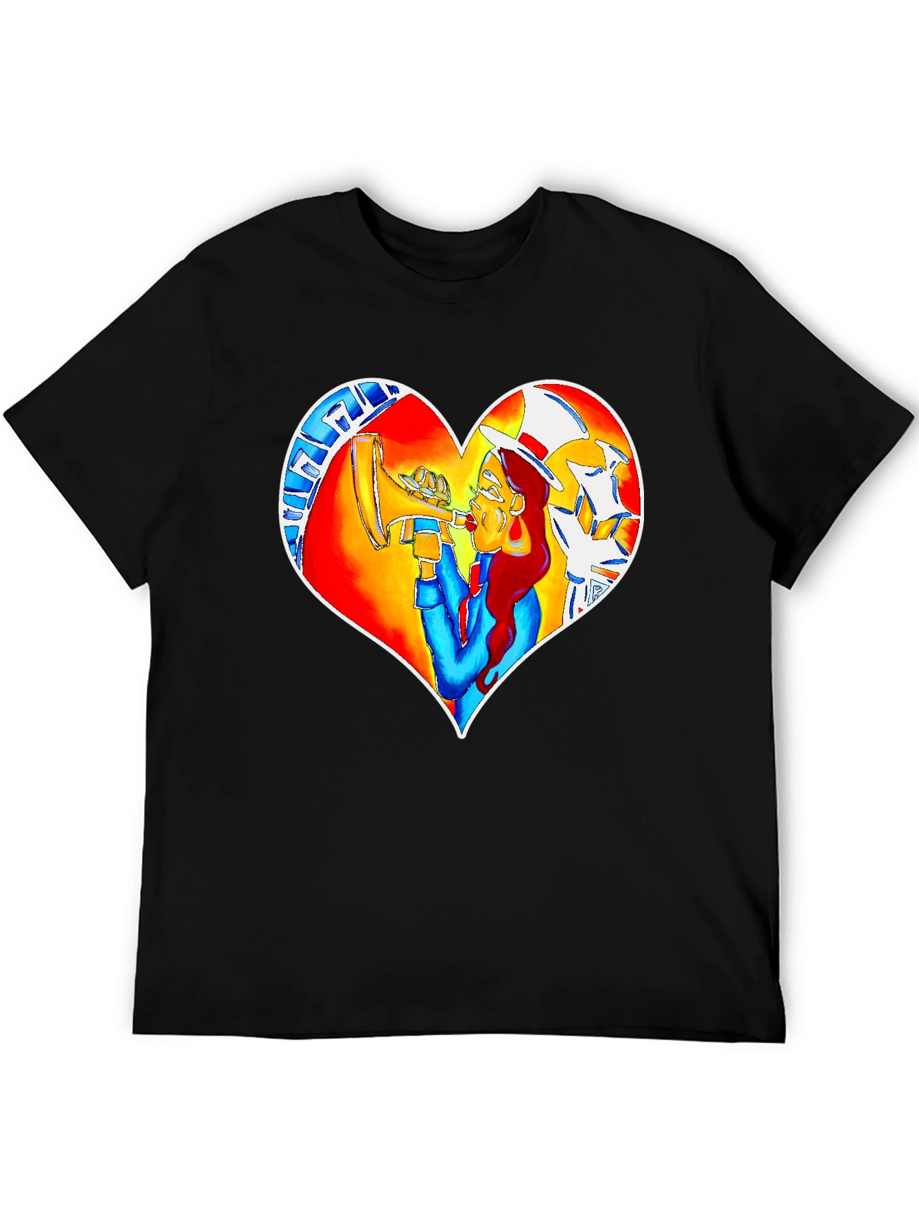 Heart Graphic Black Crew Neck Tee