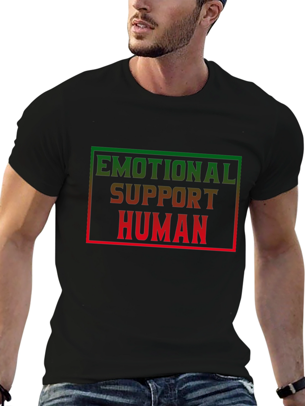 Emotional Support Human Black T-Shirt