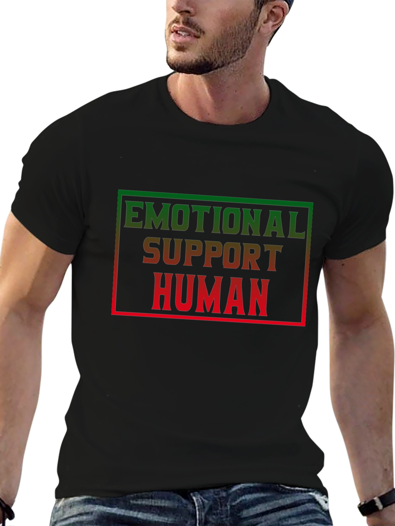 Emotional Support Human Black T-Shirt