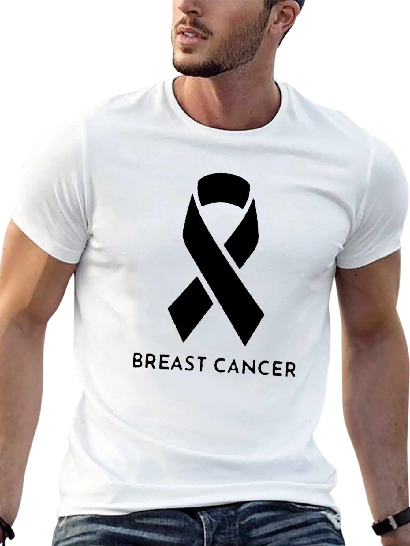 Breast Cancer Awareness Ribbon Graphic T-Shirt