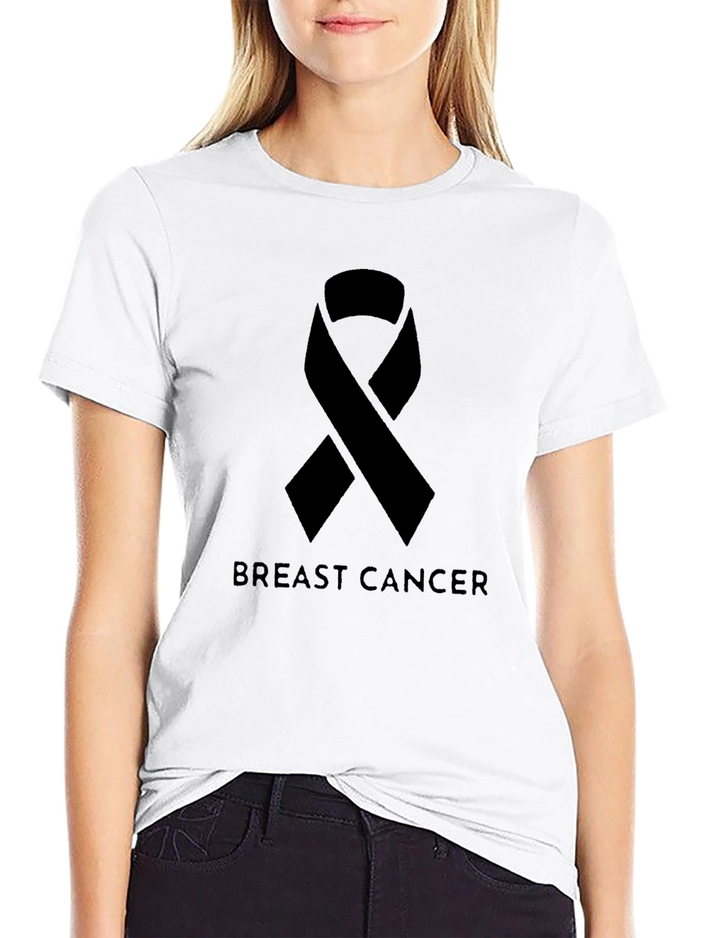 Breast Cancer Awareness Ribbon Graphic T-Shirt