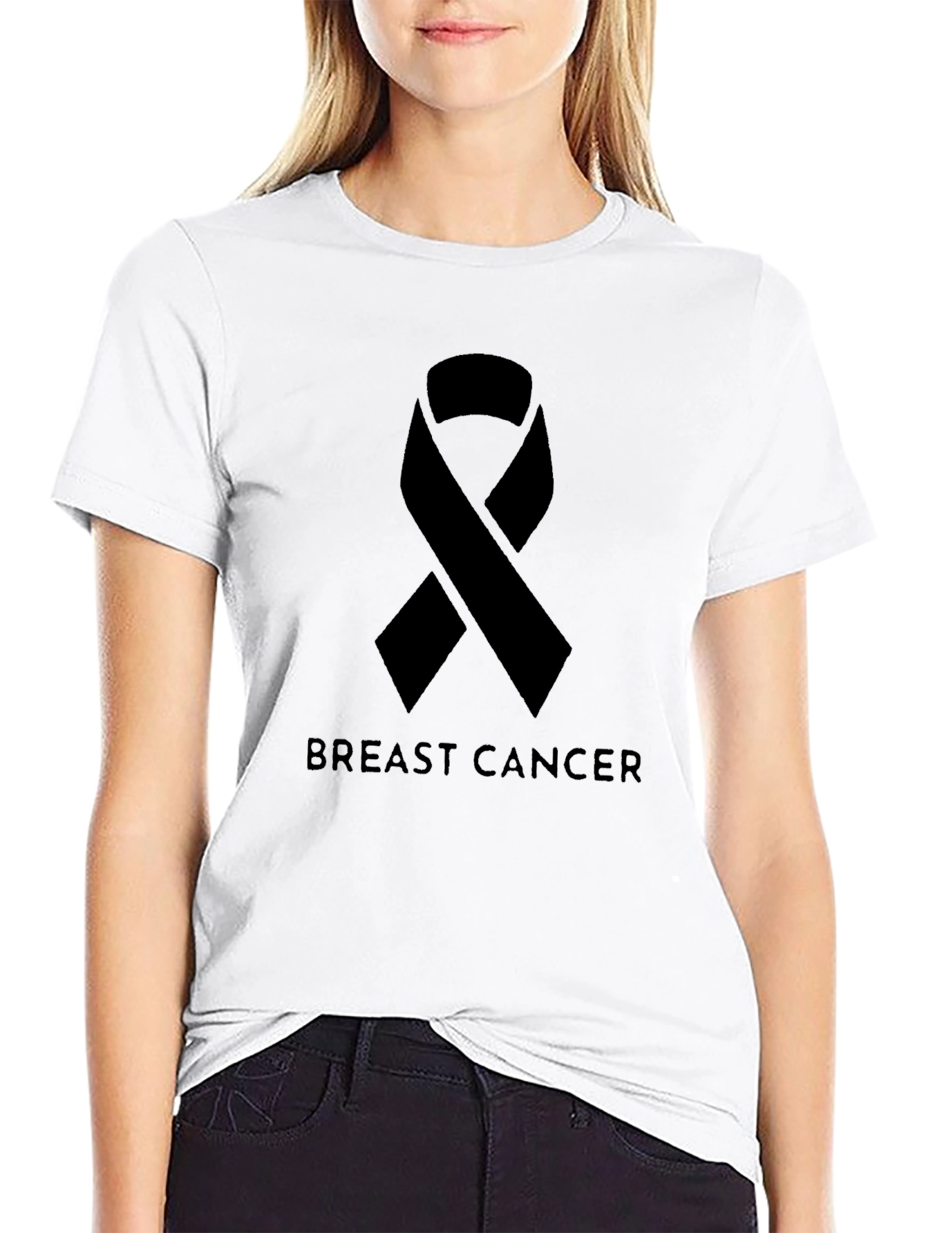 Breast Cancer Awareness Ribbon Graphic T-Shirt