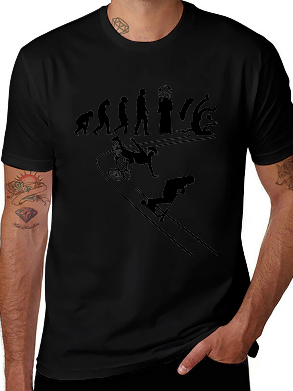 Evolution of Falling T-Shirt - Funny Graphic Tee