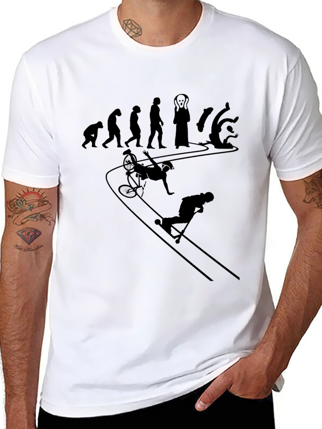 Evolution of Falling T-Shirt - Funny Graphic Tee