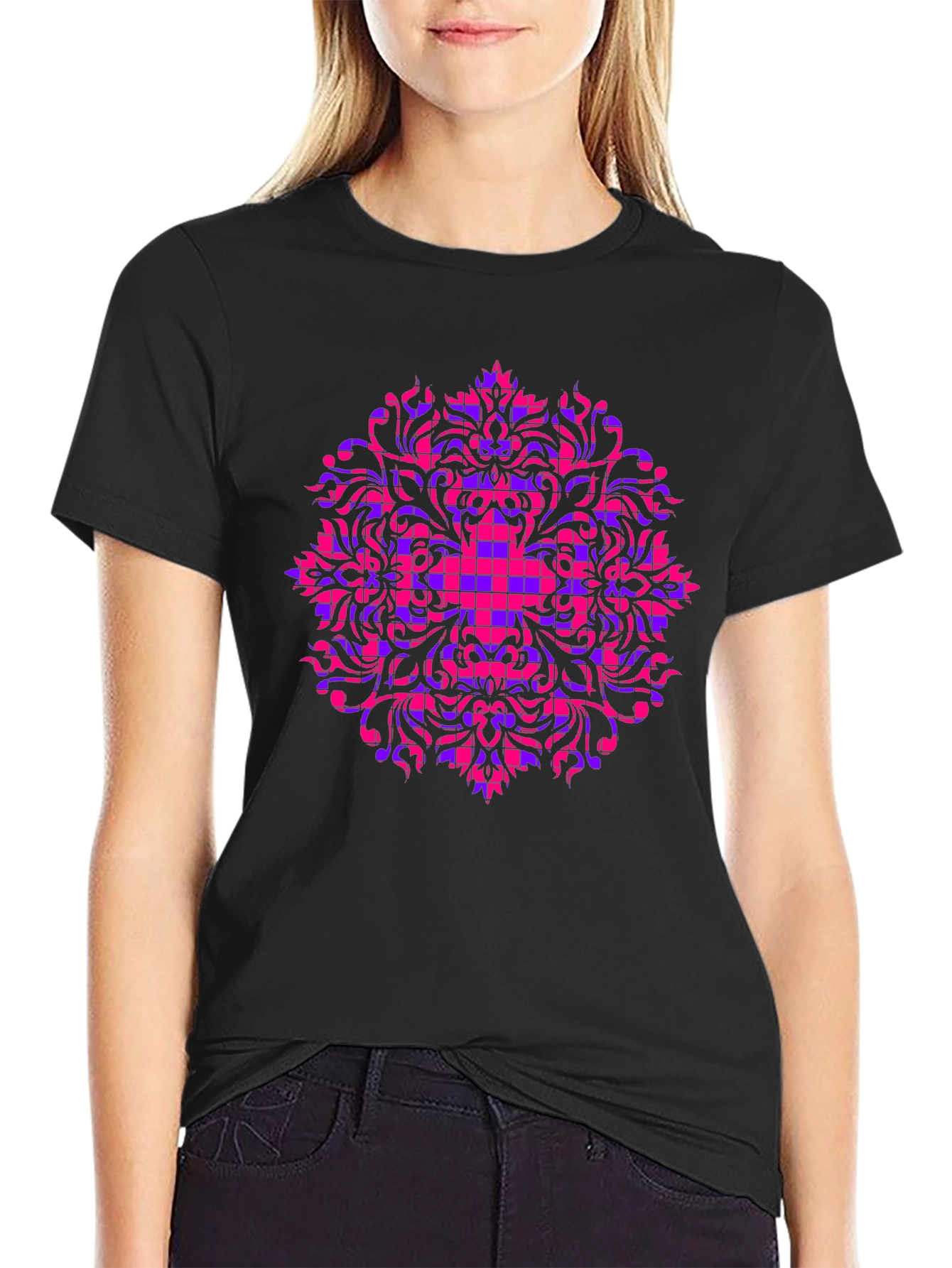 Geometric Mandala Black T-Shirt